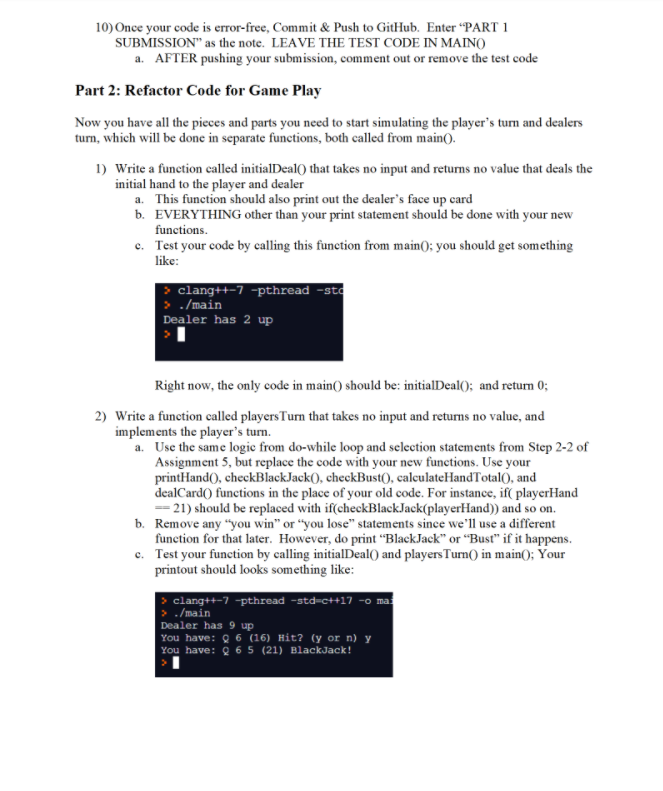 Solved Using c++ to make a blackjack game using | Chegg.com