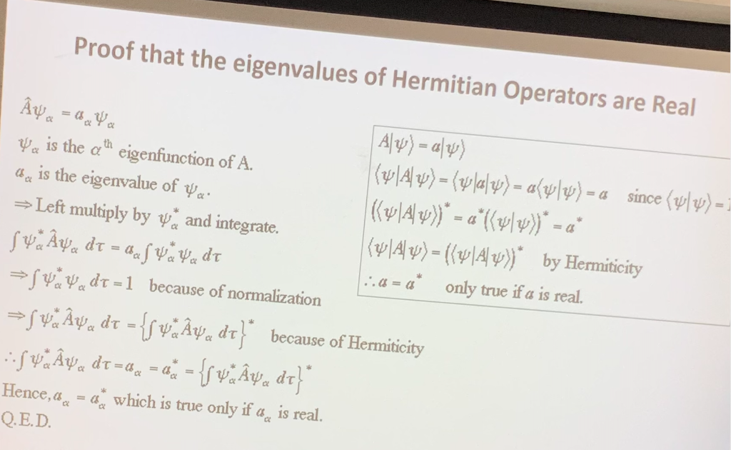 Solved Proof That The Eigenvalues Of Hermitian Operators Are | Chegg.com