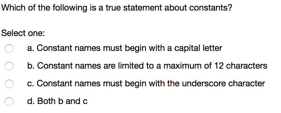 Constant Names Solved Which of the following is a true statement about | Chegg.com