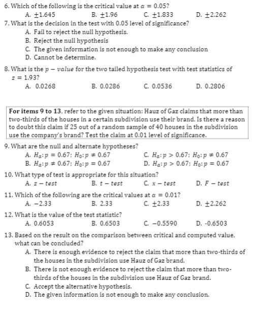 Solved 1. A null hypothesis can only be rejected at the 5% | Chegg.com