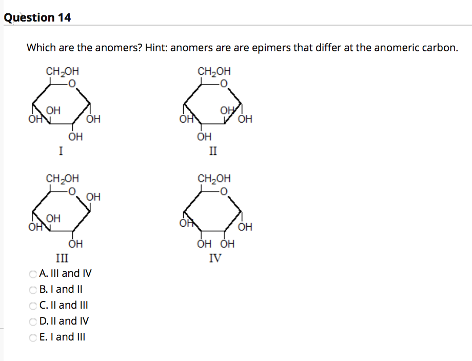 sterioisomers that differ at anomeric carbon