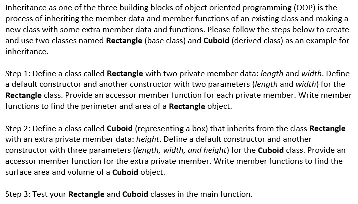 Solved Inheritance as one of the three building blocks of | Chegg.com
