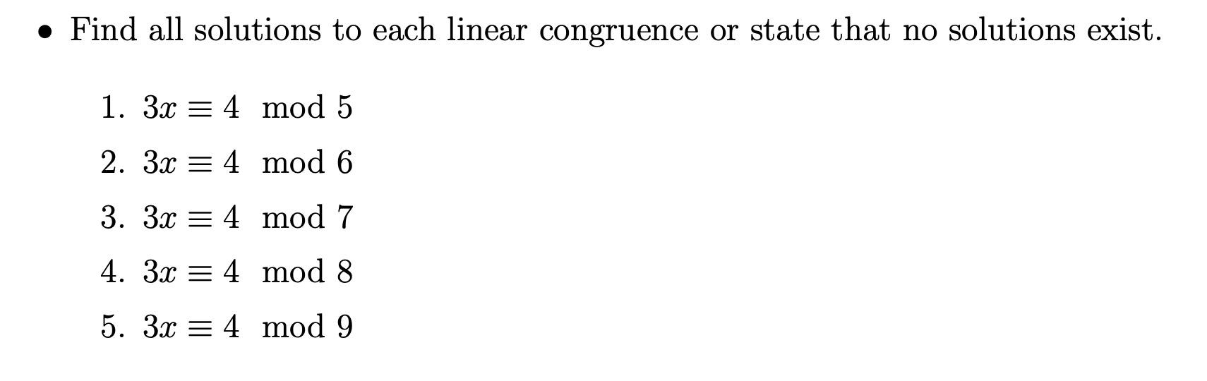 Solved Find All Solutions To Each Linear Congruence Or Chegg