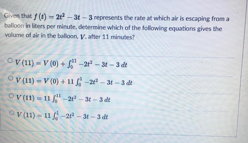 Solved Given that f (t) = 2t2 – 3t – 3 represents the rate | Chegg.com