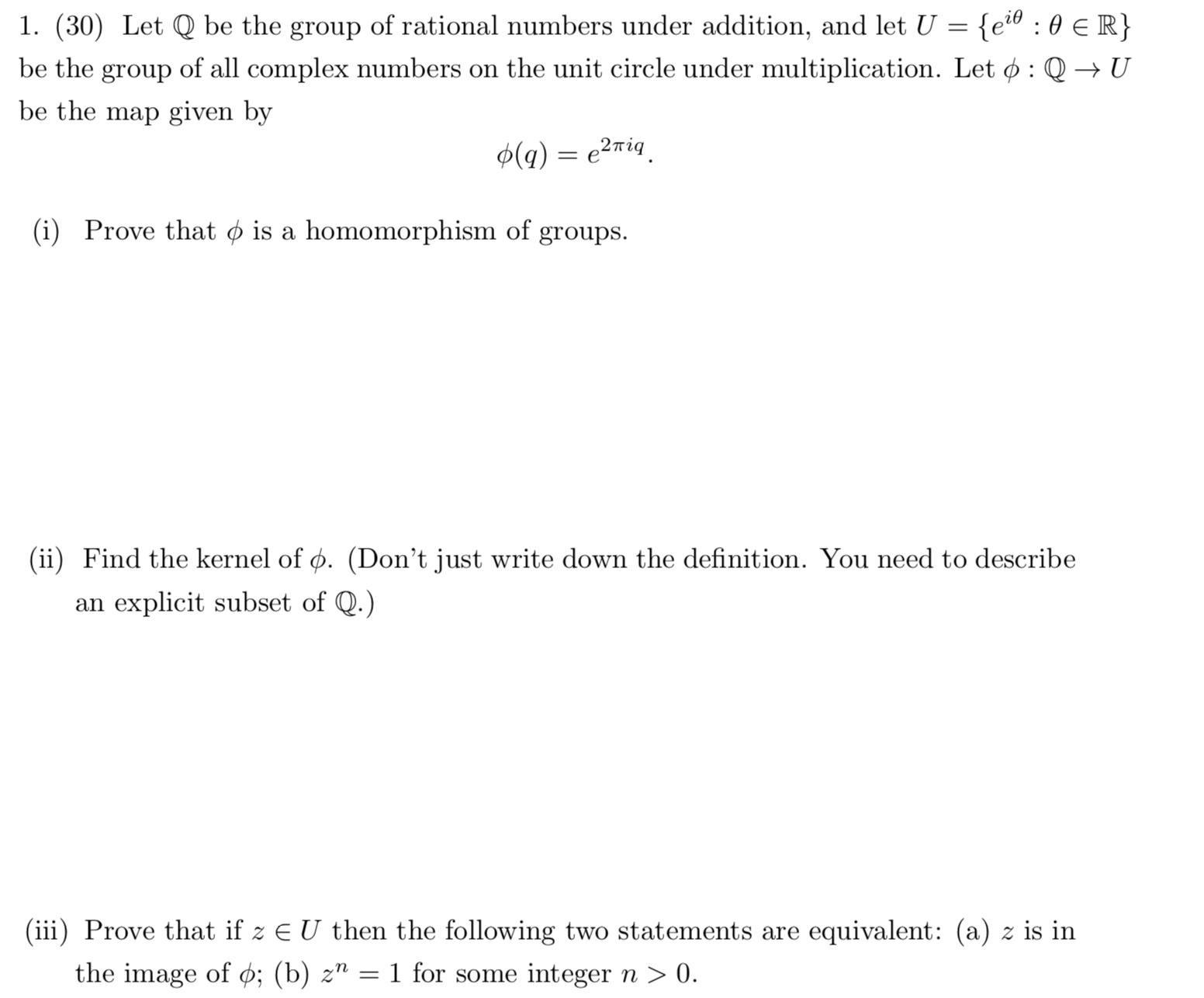 Solved 1 30 Let Q Be The Group Of Rational Numbers Und Chegg Com