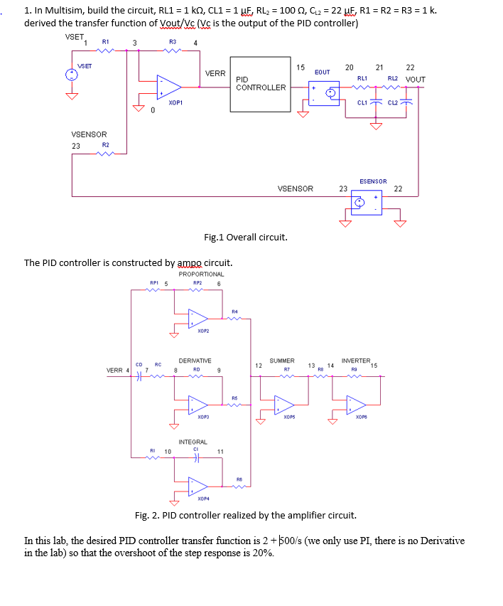 Solved 1. In Multisim, build the circuit, RL1 = 1 kN, CL1 = | Chegg.com