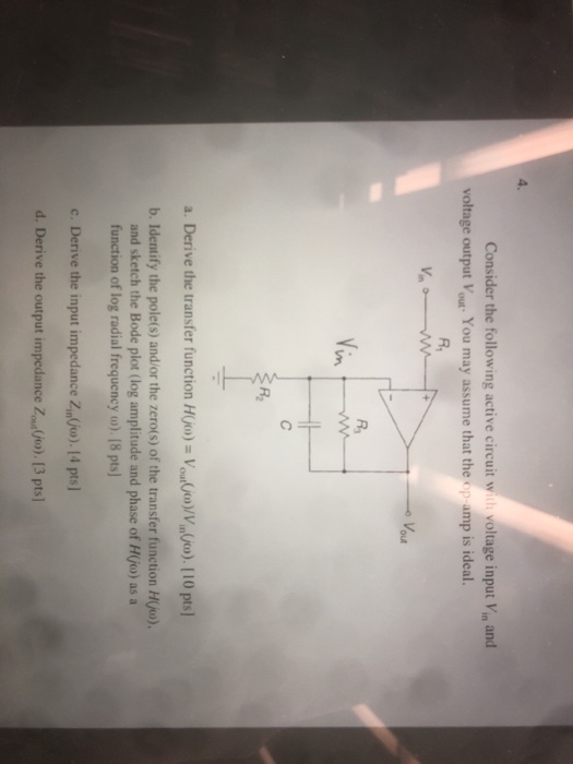 Solved Assignment # 4 Consider the active filter circuit | Chegg.com