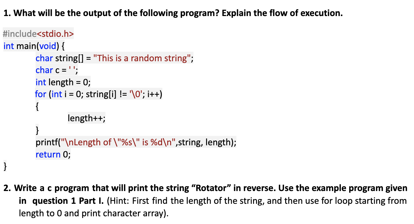 Solved 1- Use the following string