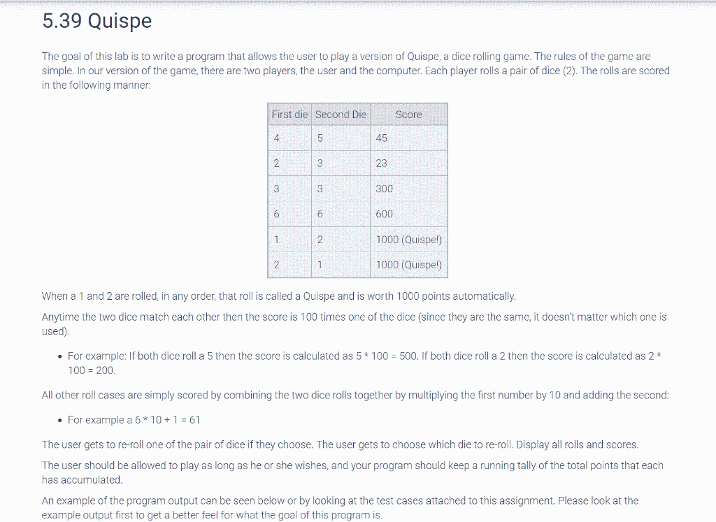 Solved 5.39 Quispe The goal of this lab is to write a | Chegg.com