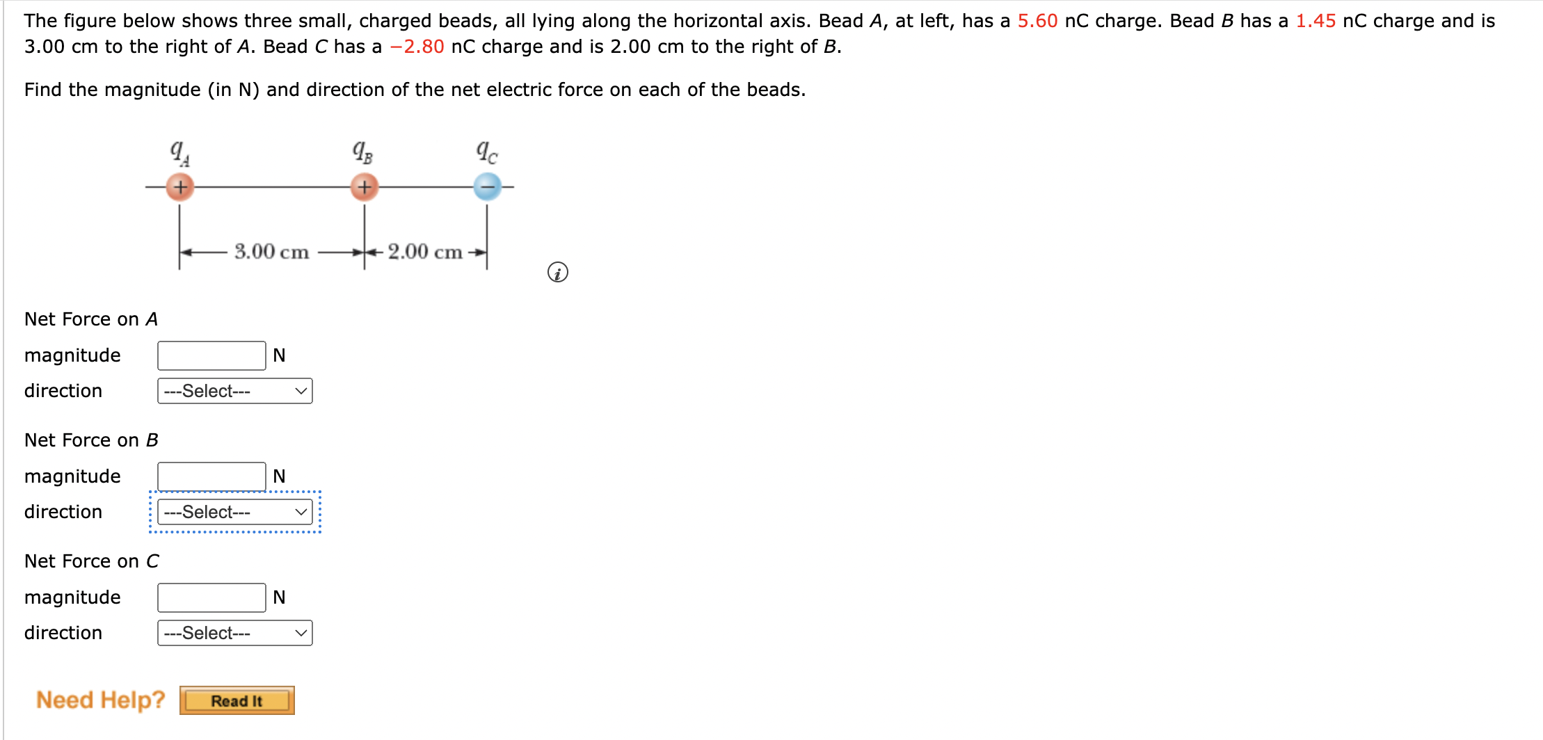 Solved The figure below shows three small, charged beads, | Chegg.com