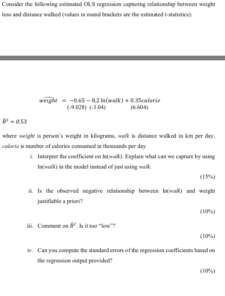 Solved Consider the following estimated OLS regression | Chegg.com