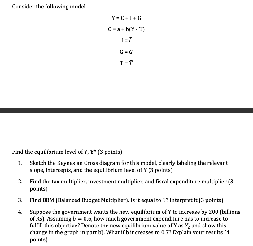 Solved Consider The Following Model | Chegg.com