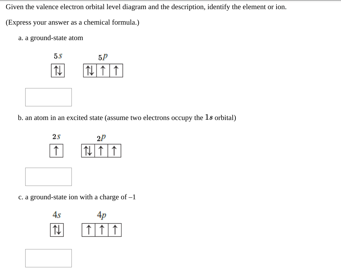 Solved Given the valence electron orbital level diagram and | Chegg.com