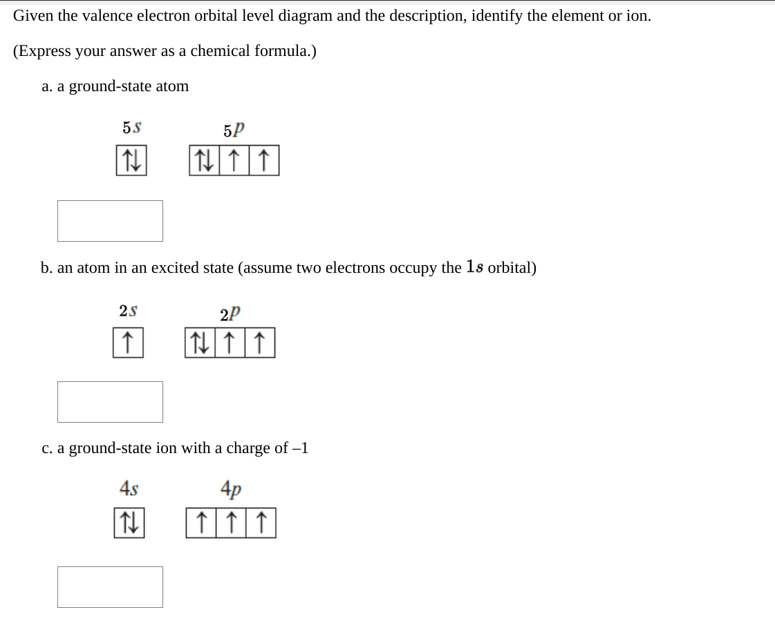 Solved Given The Valence Electron Orbital Level Diagram And | Chegg.com