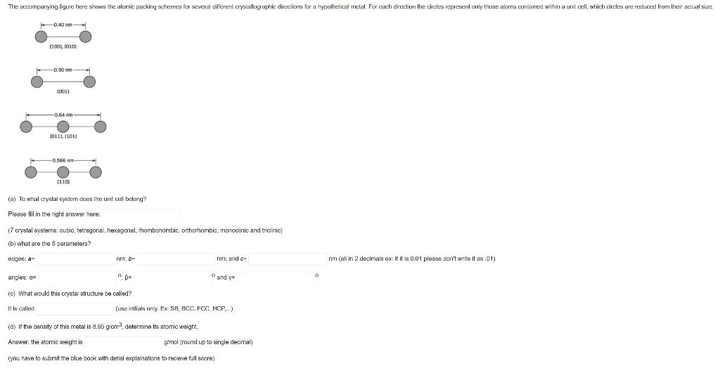 Solved (ia) To what crystal system does the unit cel belong? | Chegg.com