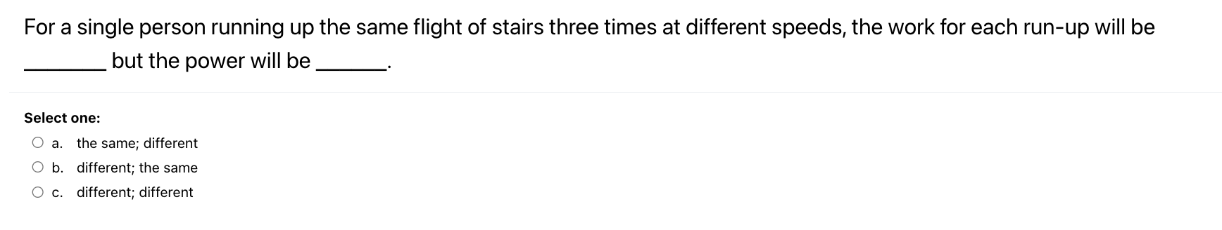 Solved For a single person running up the same flight of Chegg com