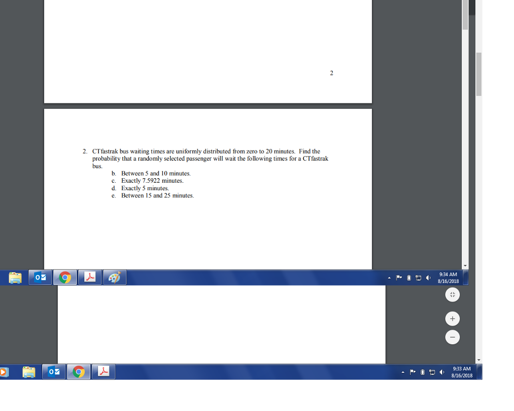 Solved 2. CTfastrak bus waiting times are uniformly | Chegg.com