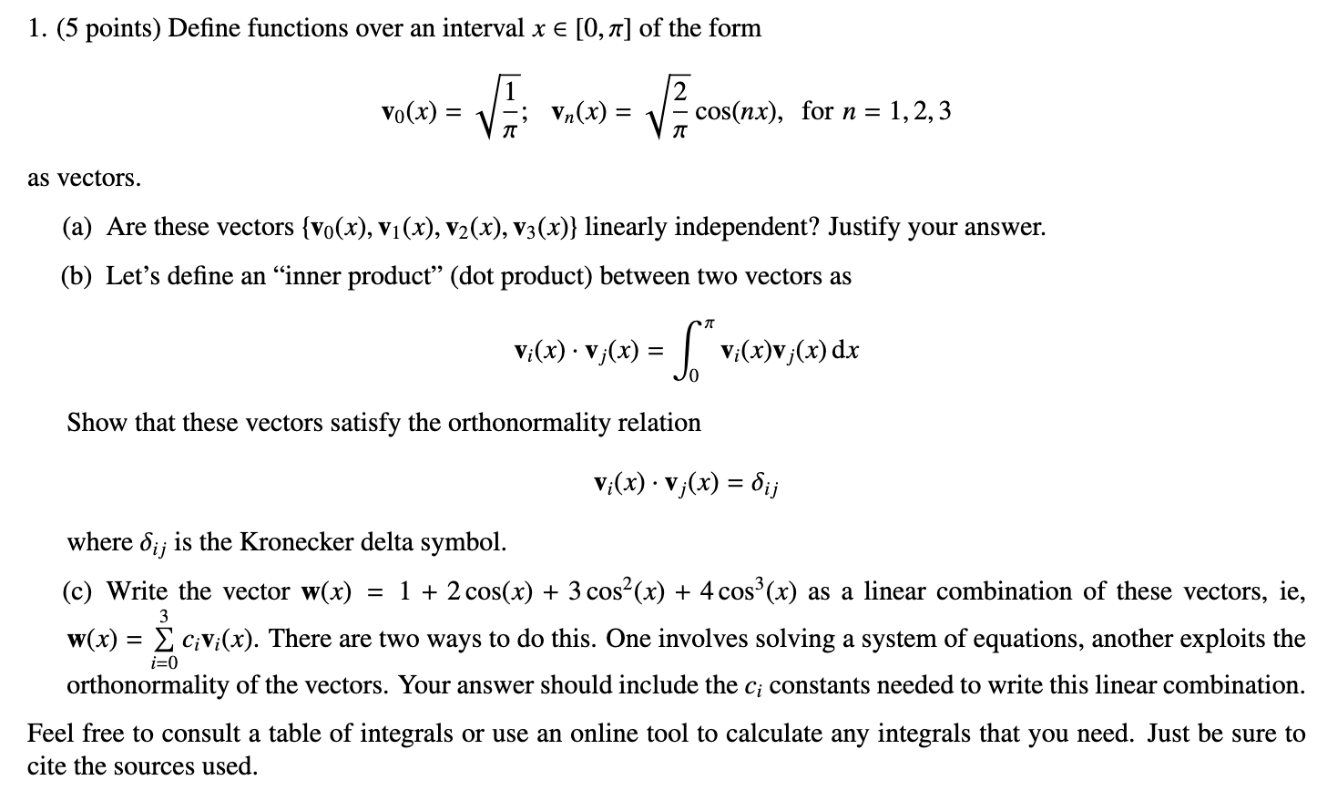 Solved 1 5 Points Define Functions Over An Interval X Chegg Com