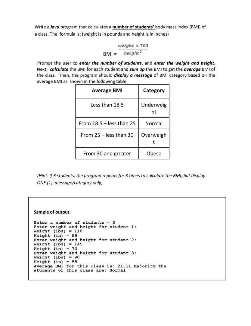 Solved Write a java program that calculates a number of | Chegg.com