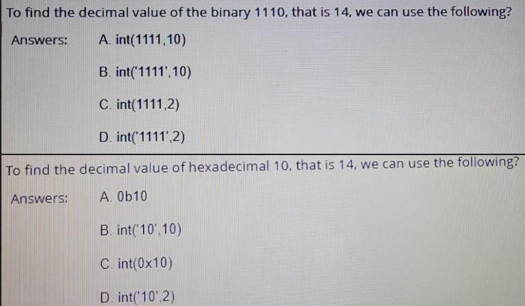 Solved To Find The Decimal Value Of The Binary 1110, That Is 