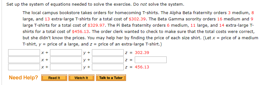 Solved Set up the system of equations needed to solve the | Chegg.com