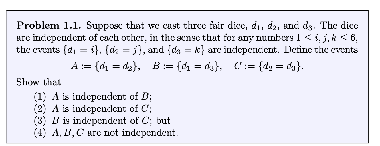Solved Problem 1.1. Suppose that we cast three fair dice,