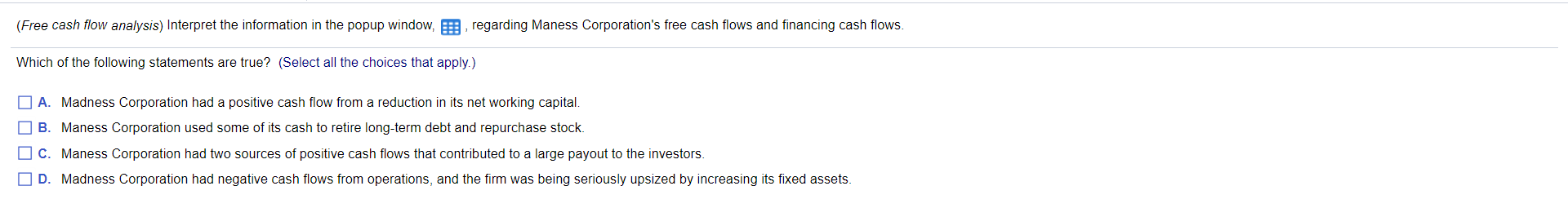 Solved (Free Cash Flow Analysis) Interpret The Information | Chegg.com