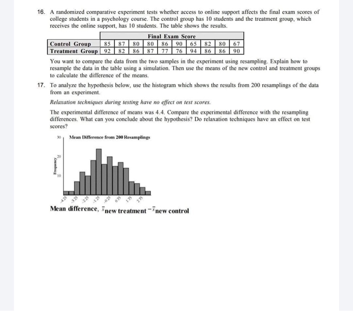 16. A randomized comparative experiment tests whether | Chegg.com
