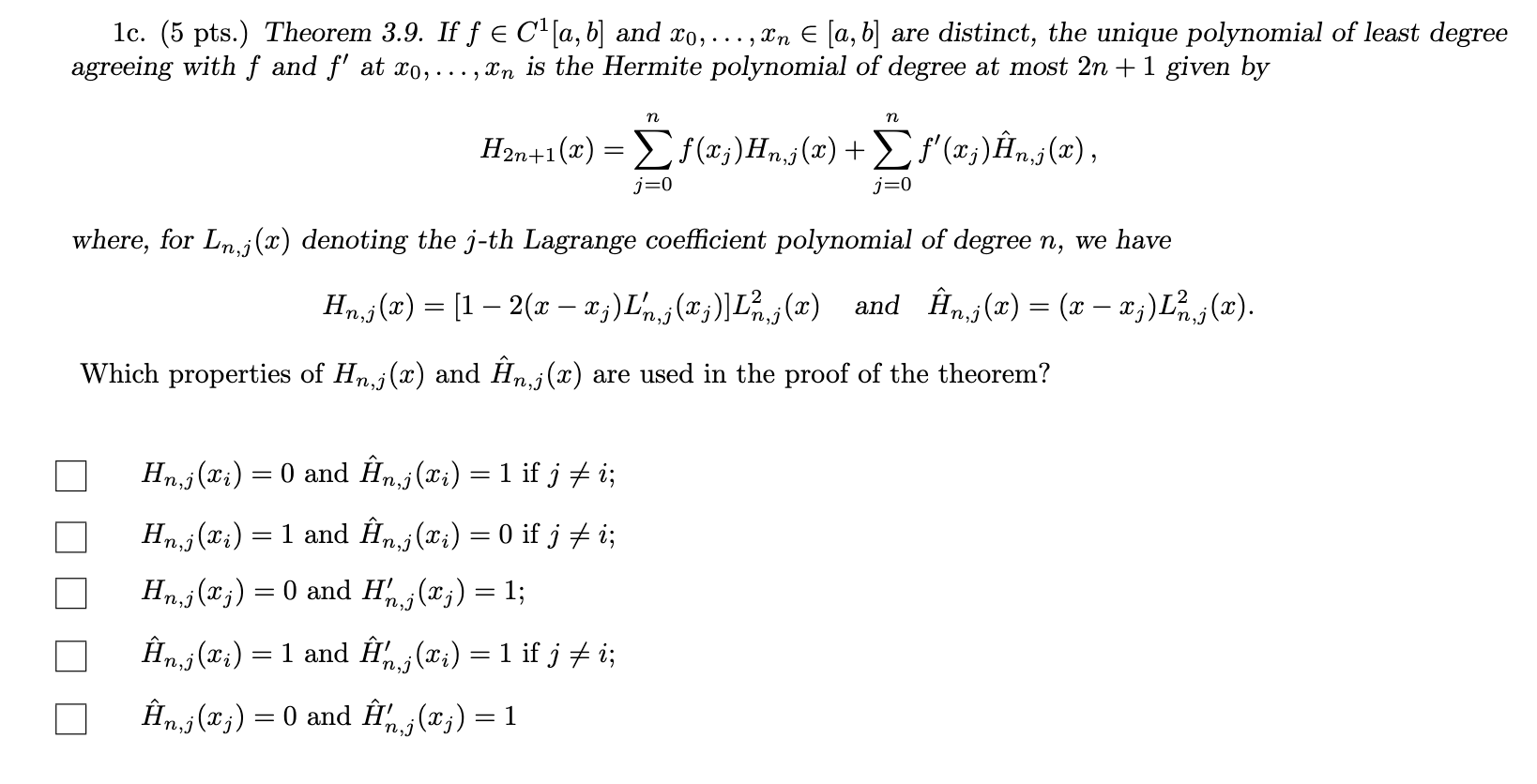 1c 5 Pts Theorem 3 9 If F E Cl A B And X0 Chegg Com