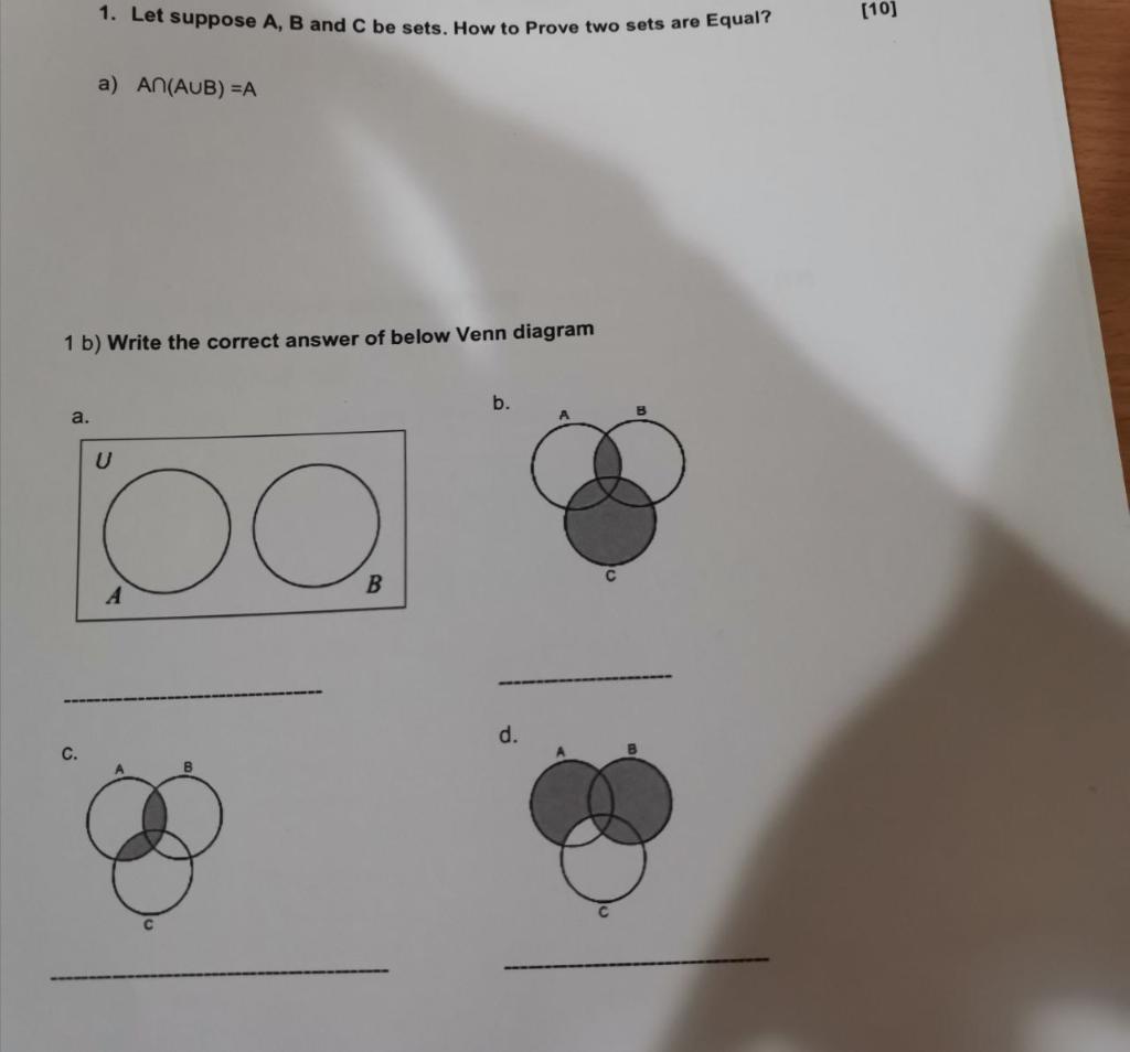 Solved 1. Let Suppose A, B And C Be Sets. How [10] Prove Two | Chegg.com