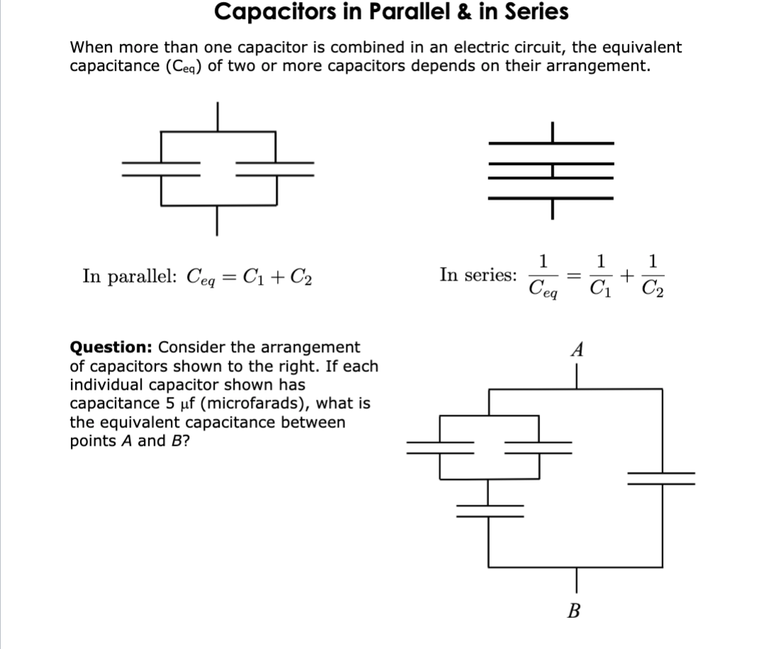 Solved Capacitors in Parallel & in Series When more than one