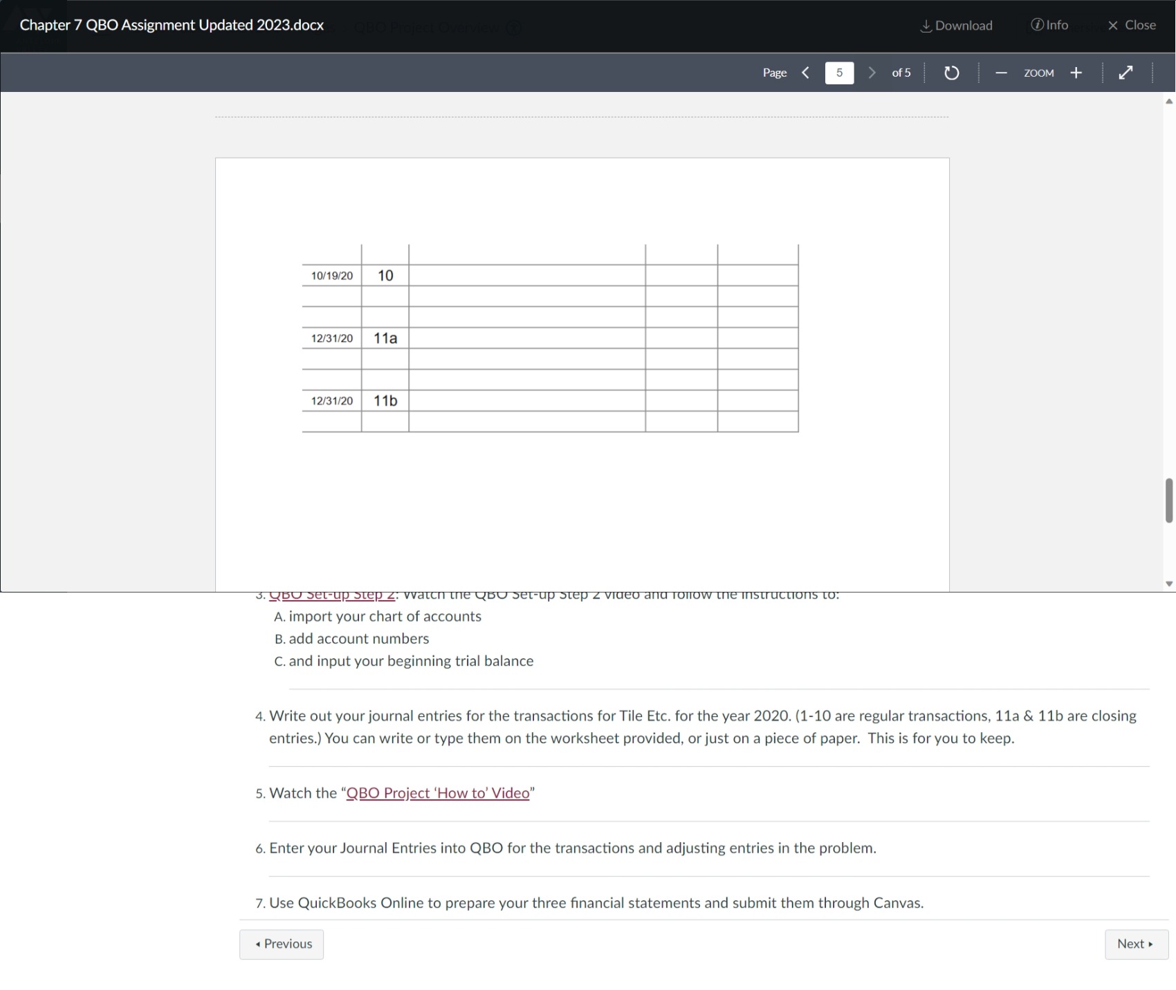 Solved QuickBooks Online Computerized Accounting Project: | Chegg.com