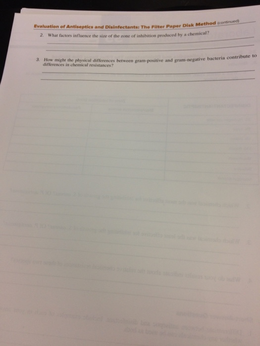 Solved Evaluation of Antiseptics and Disinfectants The