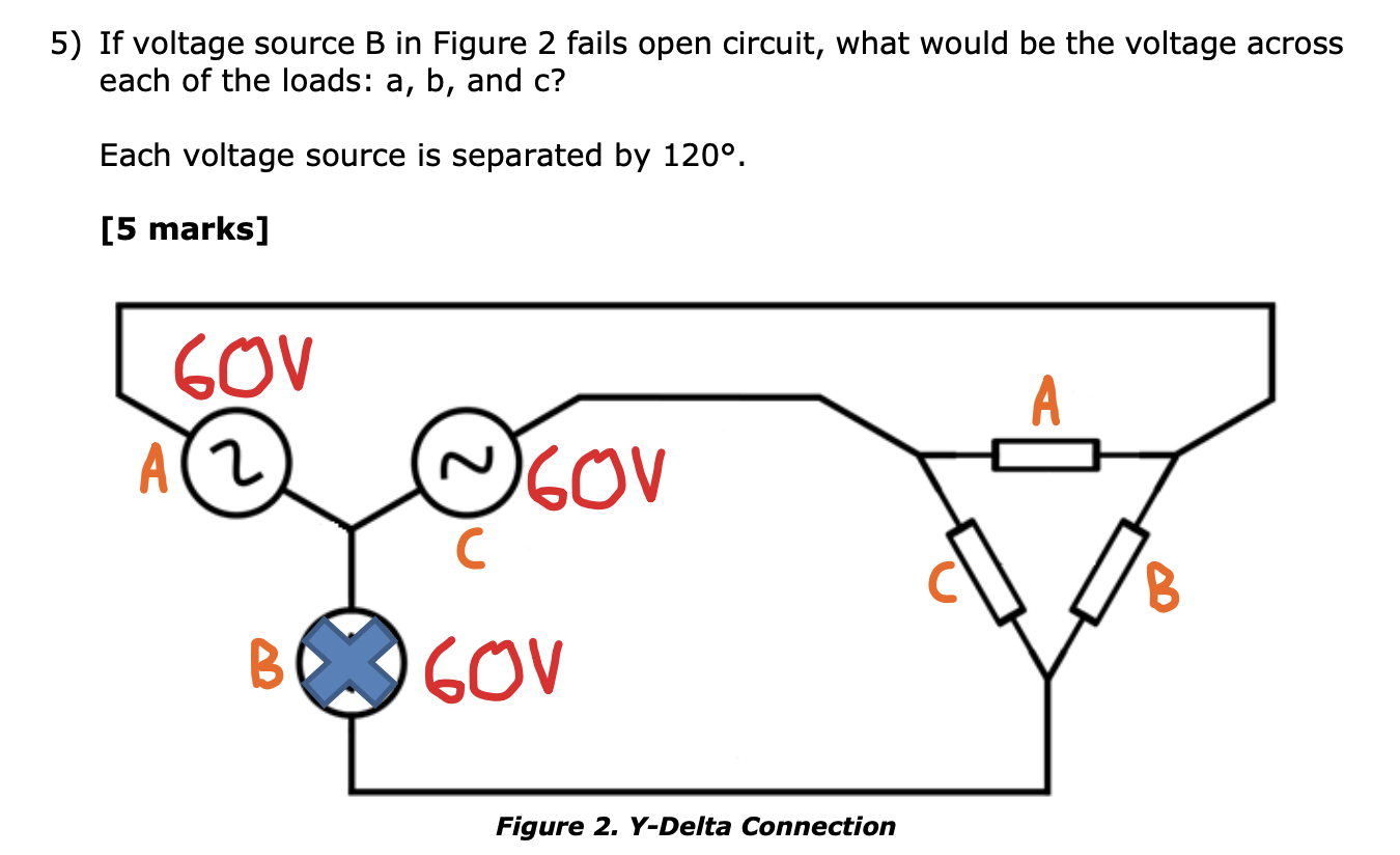 Solved 5) If Voltage Source B In Figure 2 Fails Open | Chegg.com