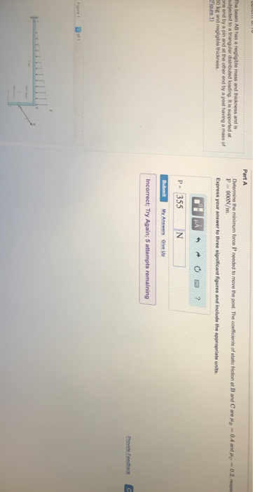 Solved The beam AB has a negligible mass and thickness and | Chegg.com