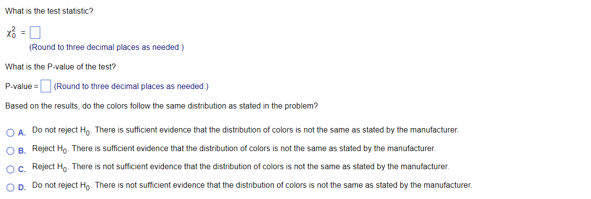 Solved Observed Distribution of ColorsClick the icon to view | Chegg.com