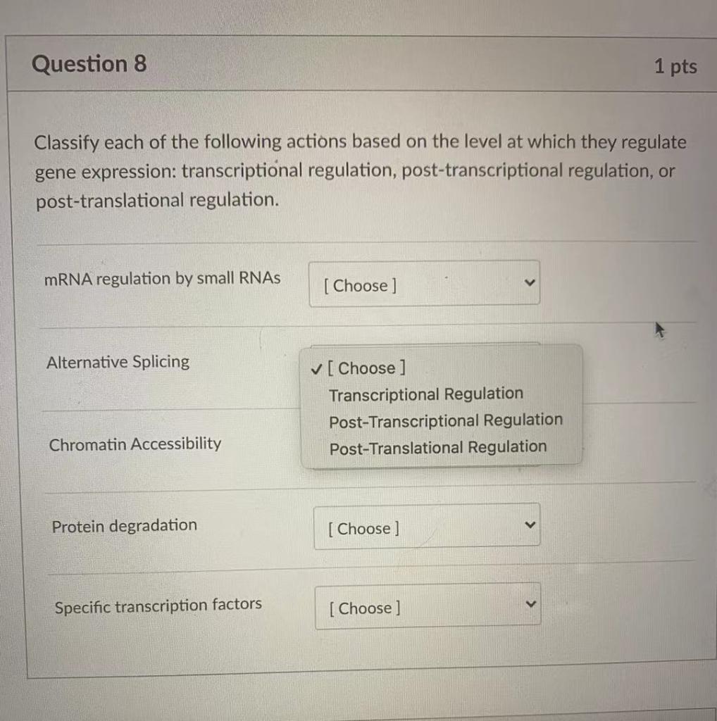 Solved Question 8 1 pts Classify each of the following | Chegg.com