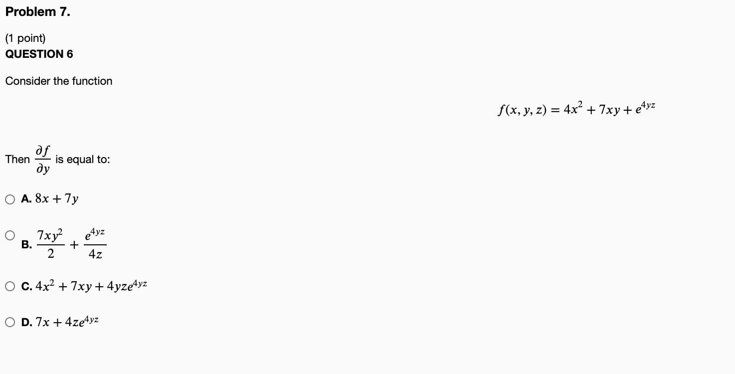 Solved Problem 7. (1 point) QUESTION 6 Consider the function | Chegg.com