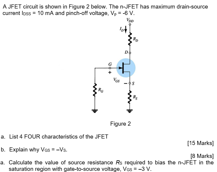 Solved A JFET circuit is shown in Figure 2 below. The n-JFET | Chegg.com