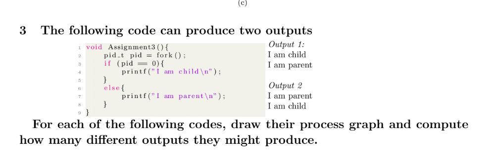 Solved For each of the following codes, draw their process | Chegg.com