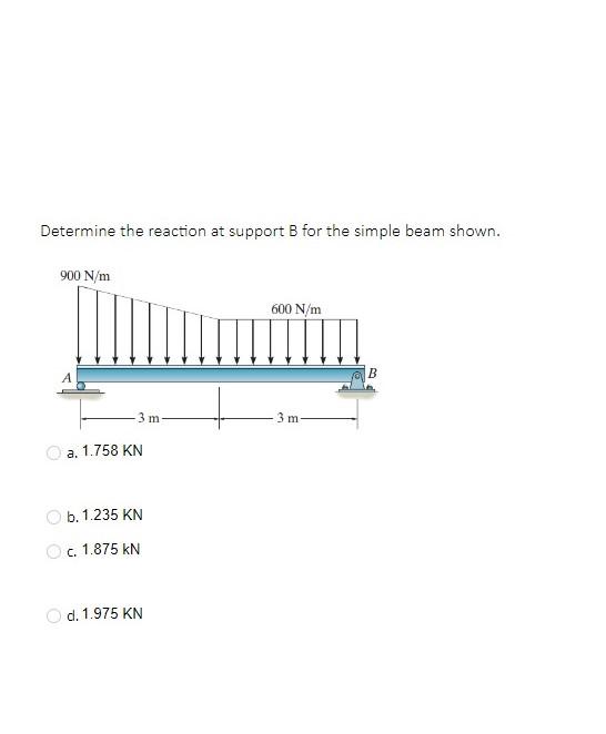 Solved Determine the reaction at support B for the simple | Chegg.com