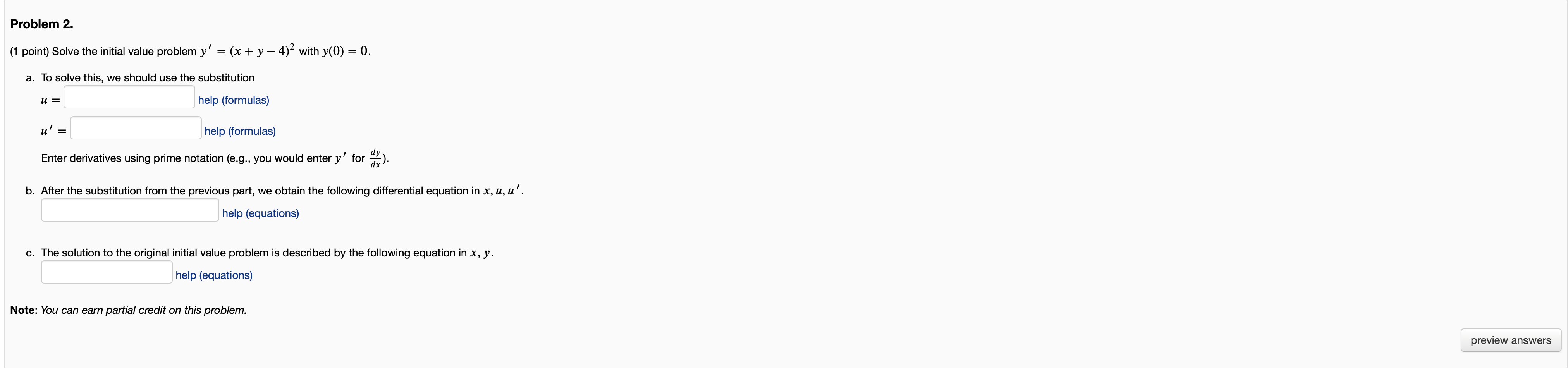 Solved Problem 2. (1 point) Solve the initial value problem | Chegg.com