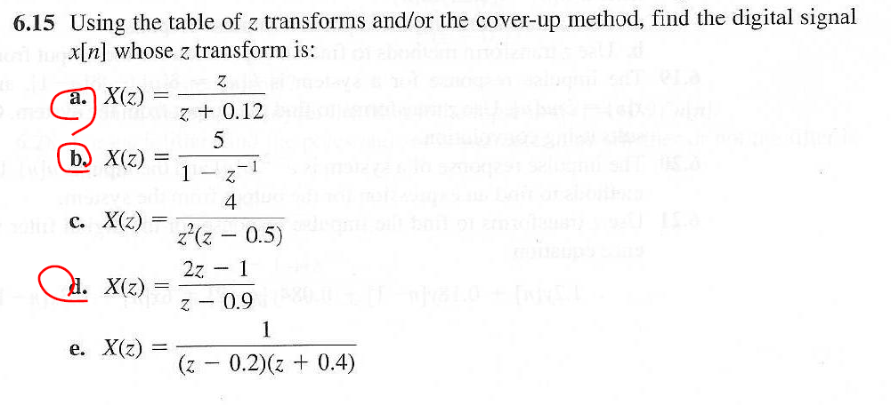 Solved 6.15 Using the table of z transforms and/or the | Chegg.com