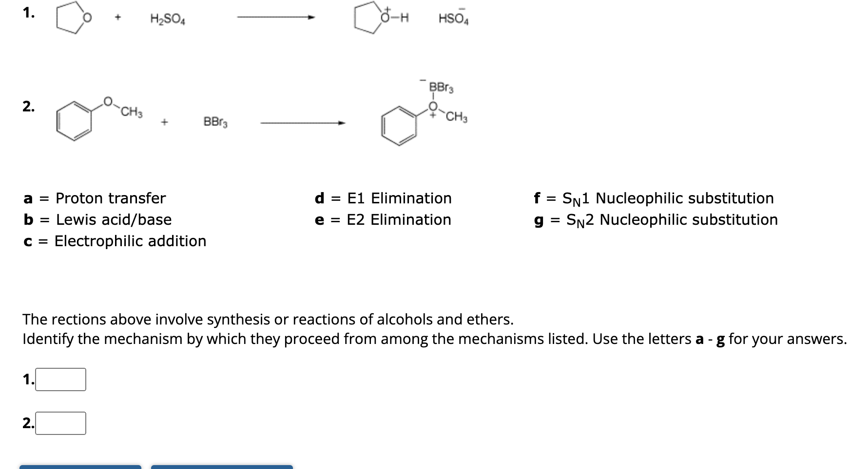 Solved 1. OO+H2SO4 O+−HHSO4− 2. a= Proton transfer b= Lewis | Chegg.com