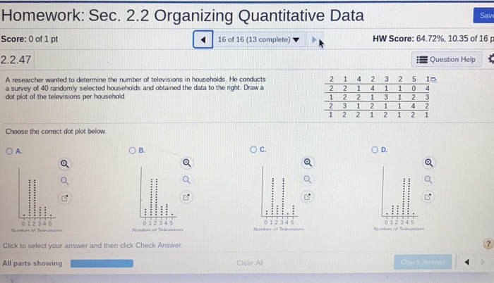 Solved Homework: Sec. 2.2 Organizing Quantitative Data | Chegg.com