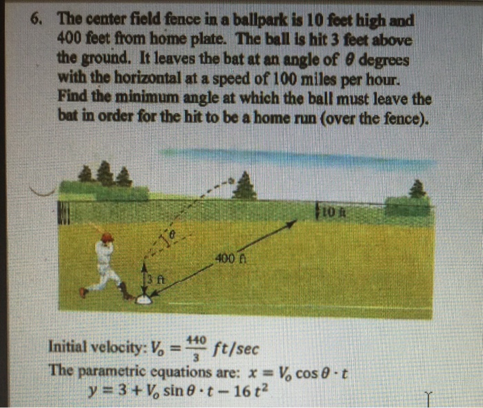 Solved 6. The center field fence in a ballpark is 10 feet