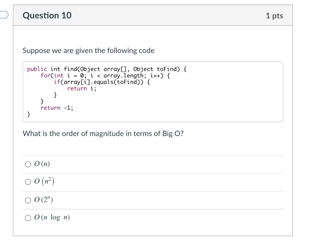 Solved > Question 1 1 pts Which of the following shows | Chegg.com