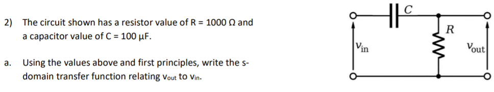 Solved C 2) The circuit shown has a resistor value of R = | Chegg.com