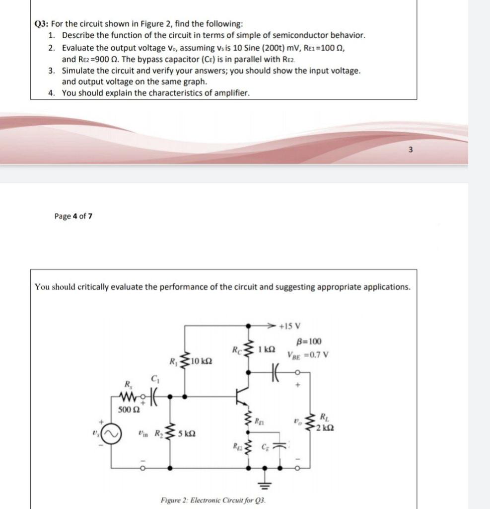 Solved Q3: For the circuit shown in Figure 2, find the | Chegg.com