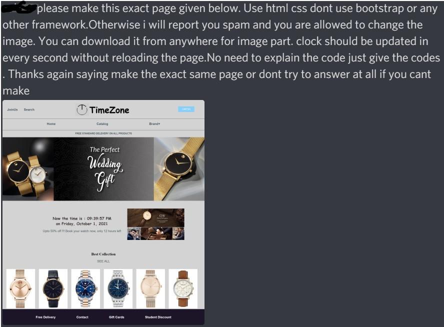 Solved please make this exact page given below. Use html css | Chegg.com